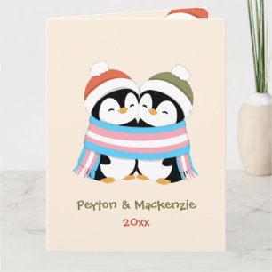 Aangepaste Knusse Trans Pinguïns Kerstmis Kaart