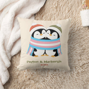 Aangepaste Knusse Trans Pinguïns Kerstmis Kussen