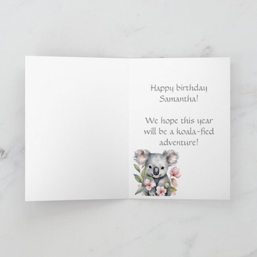 Aangepaste Koala Beer Verjaardag Kaart (Binnen)