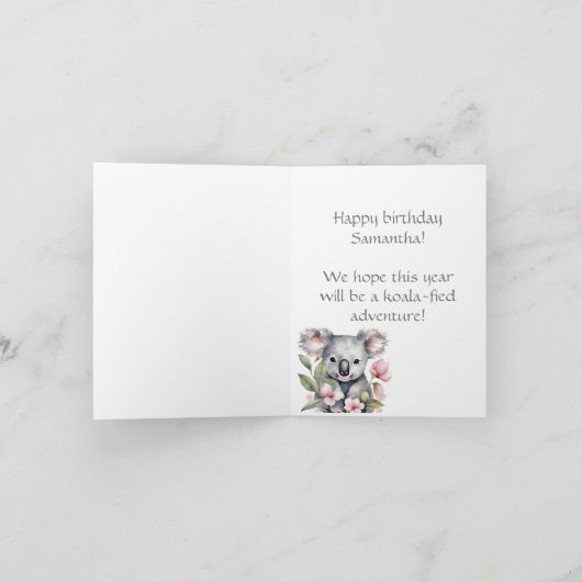 Aangepaste Koala Beer Verjaardag Kaart (Binnen)