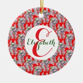 Aangepaste Koala Familie Rode Kerst Keramisch Orna Ornament