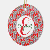 Aangepaste Koala Familie Rode Kerst Keramisch Orna Ornament (Links)