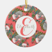 Aangepaste Koala Kerst Roze Keramisch Ornament (Voorkant)