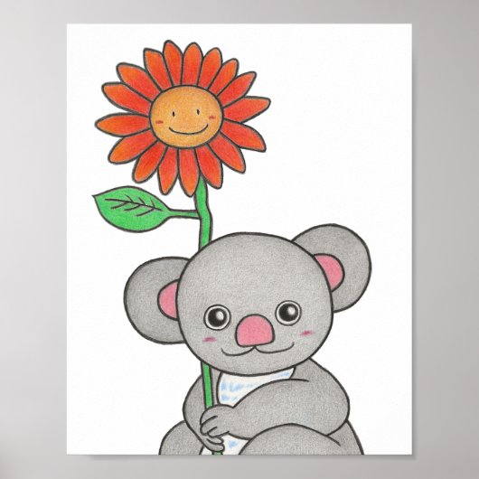 Aangepaste koala met bloem poster (Voorkant)