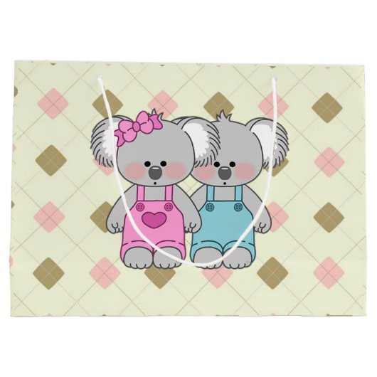 Aangepaste Koala Twins (Girl en Boy) Groot Cadeauzakje (Achterkant)