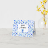 Aangepaste kobaltblauwe tropische orchideeën Happy Kaart (Gele Bloem)