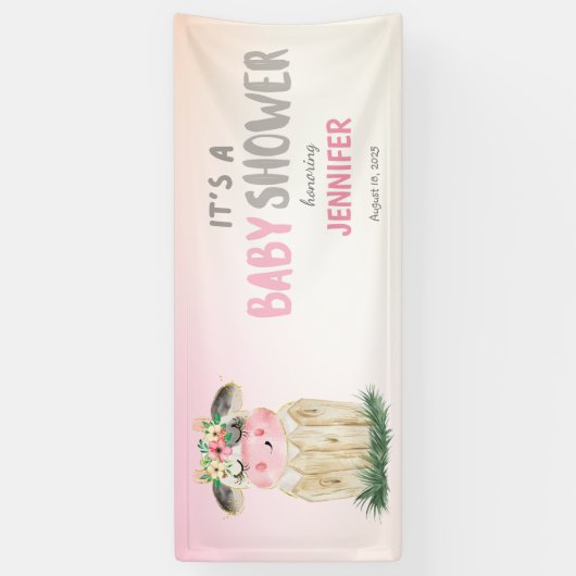 Aangepaste Koeien Roze Gold Baby shower Spandoek (Verticaal)