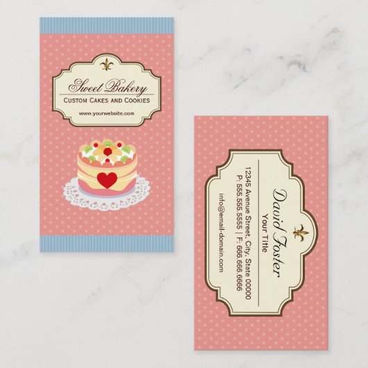 Aangepaste koekjes en koekjes dessert Bakery Store Visitekaartje (Voorkant / Achterkant)