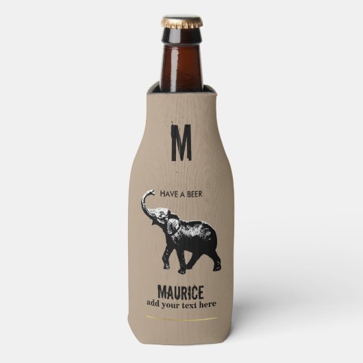 Aangepaste koelbox met zwarte olifant flesjeskoeler (Fles Voorkant)