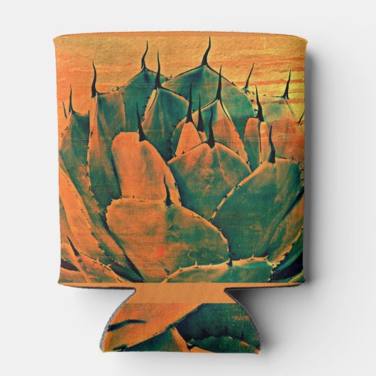 Aangepaste Koelbox - Sonoran Cactus in Sinaasappel Blikjeskoeler (Achterkant)