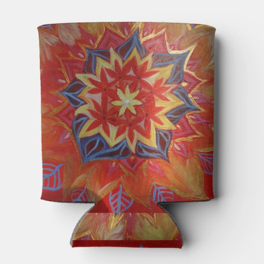 Aangepaste Koelbox van Red en Golden Mandala Blikjeskoeler (Achterkant)