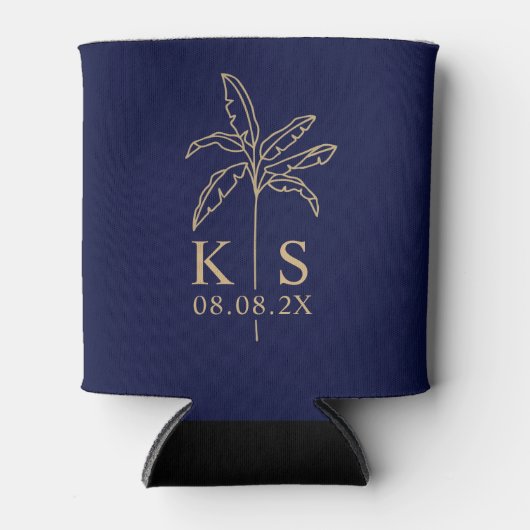 Aangepaste Koelbox voor Logo-palmboom op monogram  Blikjeskoeler (Voorkant)