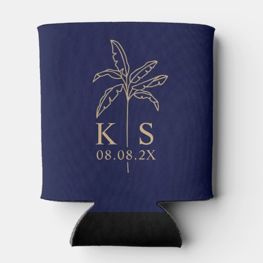 Aangepaste Koelbox voor Logo-palmboom op monogram  Blikjeskoeler (Achterkant)