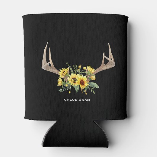 Aangepaste Koelbox voor Rustic Wedding Sunflower Blikjeskoeler (Achterkant)