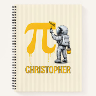 Aangepaste koele astronaut schildering Pi symbool Notitieboek