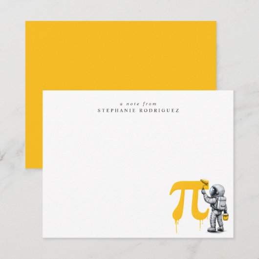 Aangepaste koele astronaut schildering Pi symbool Notitiekaartje (Voorkant / Achterkant)