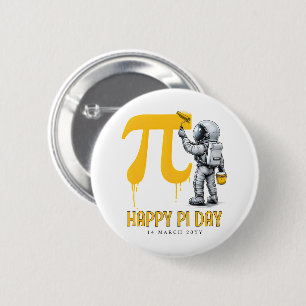Aangepaste koele astronaut schildering Pi symbool  Ronde Button 5,7 Cm