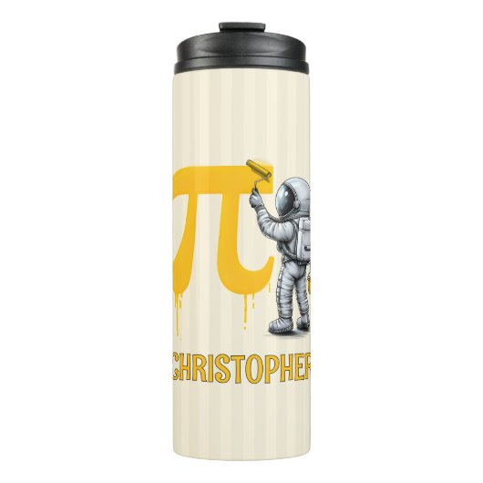 Aangepaste koele astronaut schildering Pi symbool Thermosbeker (Voorkant)