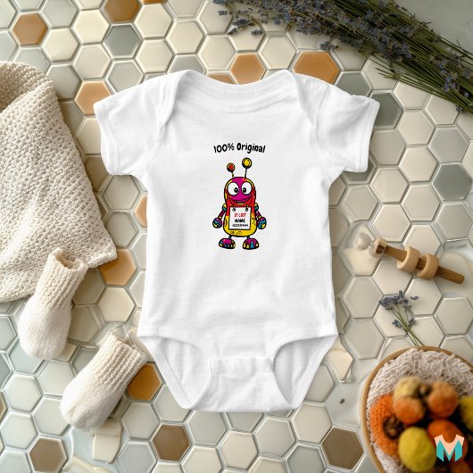 Aangepaste koele babyrobot met naam en telefooneti romper