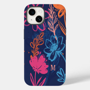 Aangepaste Koele Bloemige Boho Kleurrijke Monogram iPhone 14 Hoesje