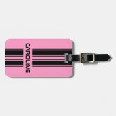 Aangepaste koele, malse roze zwarte auto race spor bagagelabel (Voorkant horizontaal)