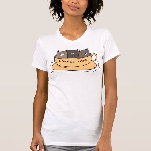 Aangepaste koffie-Beren T-shirt (Voorkant)