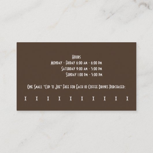 Aangepaste koffie & Choc Roerder Coffee Shop & Pun Visitekaartje (Achterkant)