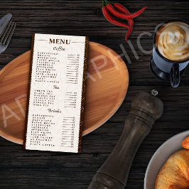 Aangepaste koffie-, drank- en theemenu menu