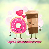 Aangepaste koffie en donuts Beste vriendinnen voor Raamsticker (Vel 3)