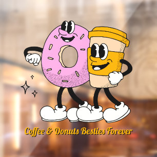Aangepaste koffie en donuts Beste vriendinnen voor Raamsticker