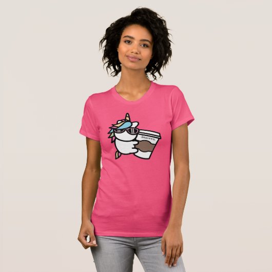 Aangepaste koffie en Unicorn T-Shirt (Voorkant volledig)