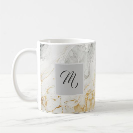 Aangepaste koffie met zwarte en witte marmer koffiemok (Links)