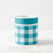Aangepaste koffie-Mok, Blauwgroen check Gingham Koffiemok (Center)