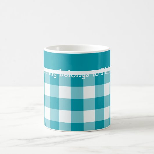 Aangepaste koffie-Mok, Blauwgroen check Gingham Koffiemok (Center)