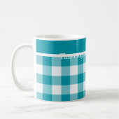 Aangepaste koffie-Mok, Blauwgroen check Gingham Koffiemok (Links)