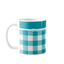 Aangepaste koffie-Mok, Blauwgroen check Gingham