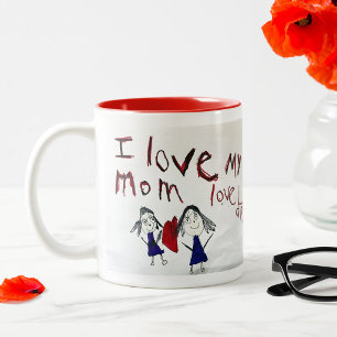 Aangepaste koffie-Mok met de kunst van je kind Tweekleurige Koffiemok