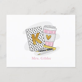 Aangepaste koffie voor waardering kleuterleidster briefkaart