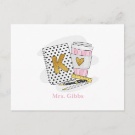 Aangepaste koffie voor waardering kleuterleidster briefkaart