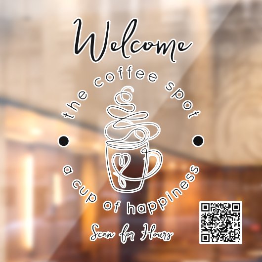 Aangepaste koffiebar Voeg uw logo toe Modern Minim Raamsticker (Vel 2)