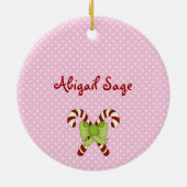 Aangepaste koffiekat en kerstboom op roze keramisch ornament (Achterkant)