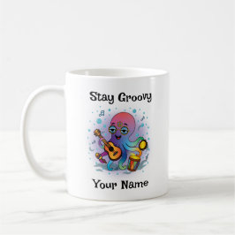 Aangepaste koffiemok | Retro Octopus | Naam & Teks