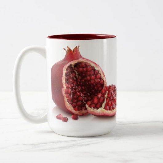 aangepaste koffiemugs-POMEGRANAAT Tweekleurige Koffiemok (Links)