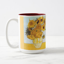 aangepaste koffiemugs - zonnebloemen van van gogh tweekleurige koffiemok
