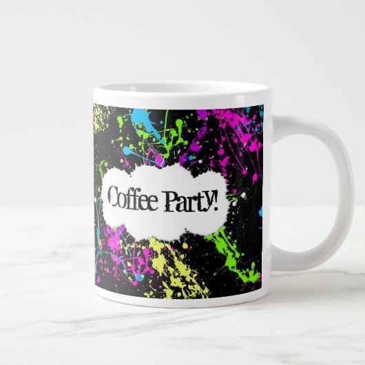 Aangepaste koffiepartij Neon Paint Splatter Jumbo- Grote Koffiekop (Rechts)