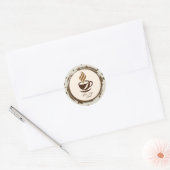 Aangepaste koffieproductlabelstickers | Cozy Coffe Ronde Sticker (Envelop)