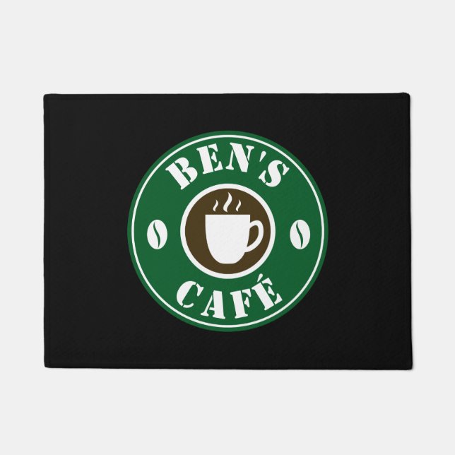 Aangepaste koffieshop met bonen logo deurmat (Voorkant)