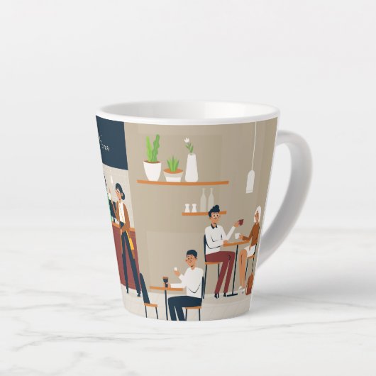 Aangepaste koffiewinkel latte mok (Rechterhoek)