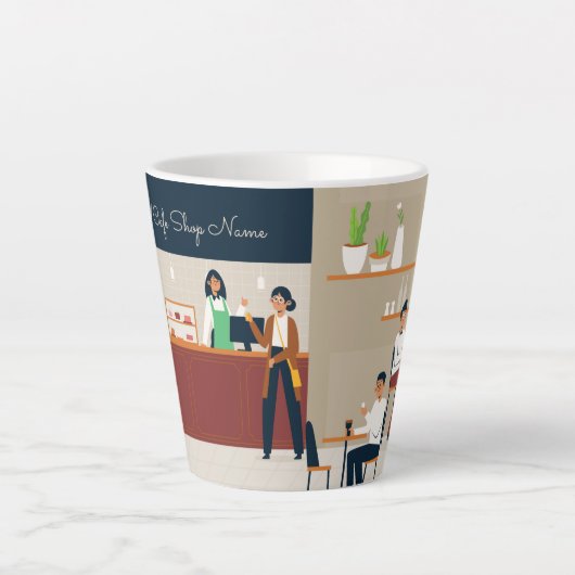 Aangepaste koffiewinkel latte mok (Voorkant)