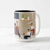 Aangepaste koffiewinkel tweekleurige koffiemok (Voorkant rechts)